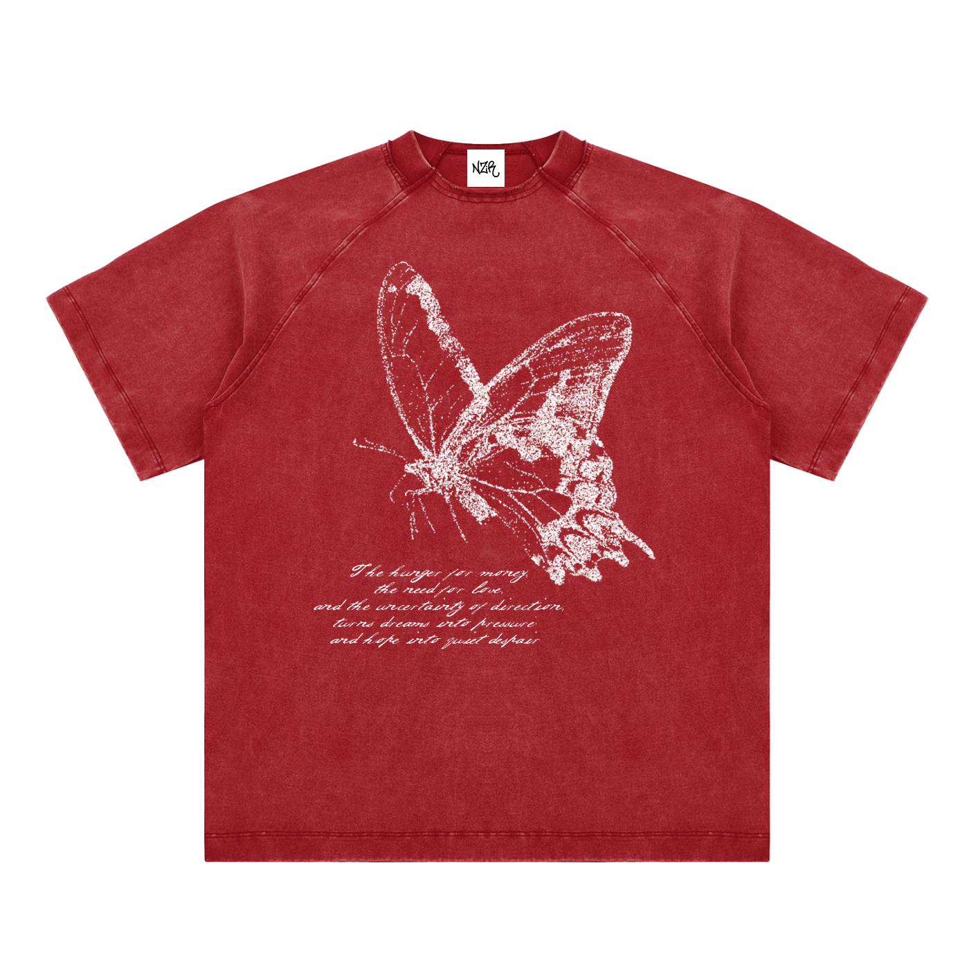 "Life" - Vintage Washed Raglan Cotton T-Shirt